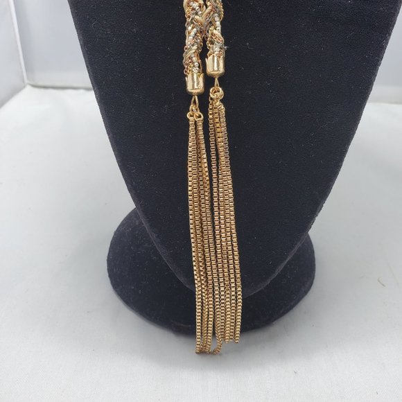 BKE knotted multi color necklace tassel gold-rose gold-cream white color chain - Picture 2 of 6